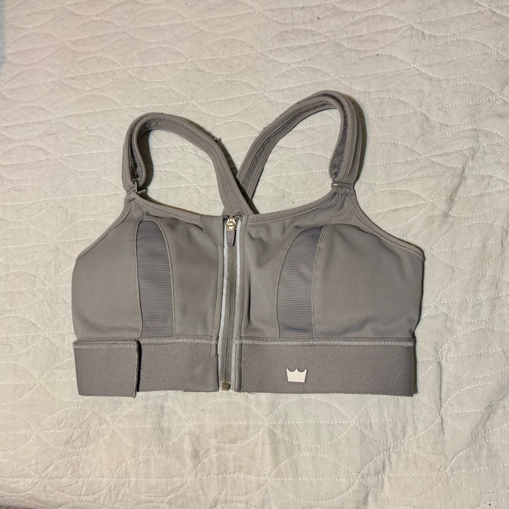 SHEFIT Gray Zip-Front Sports Bra